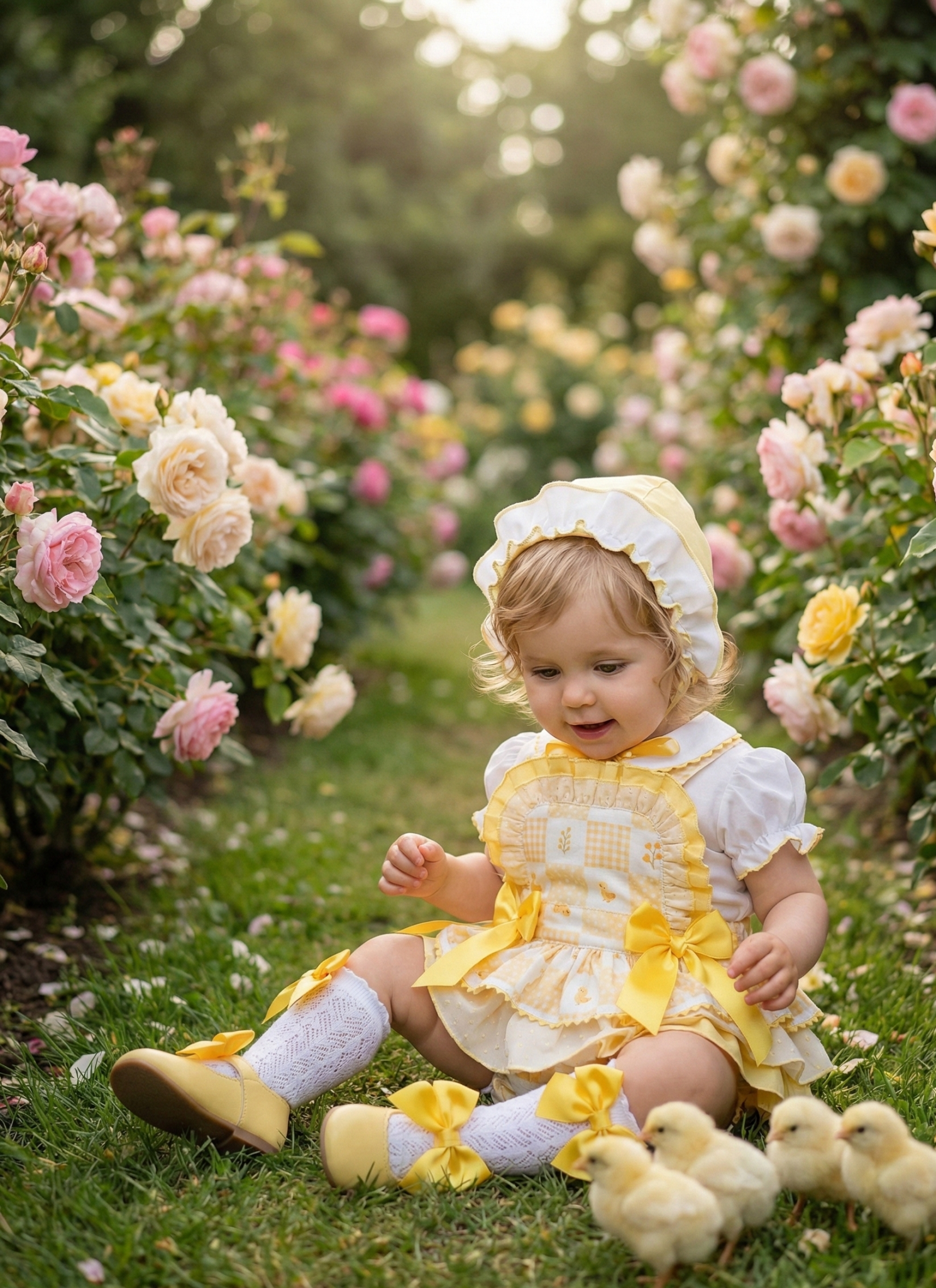 Sonata EASTER Made to Order - Baby Girls Yellow Chick Romper Set with Blouse