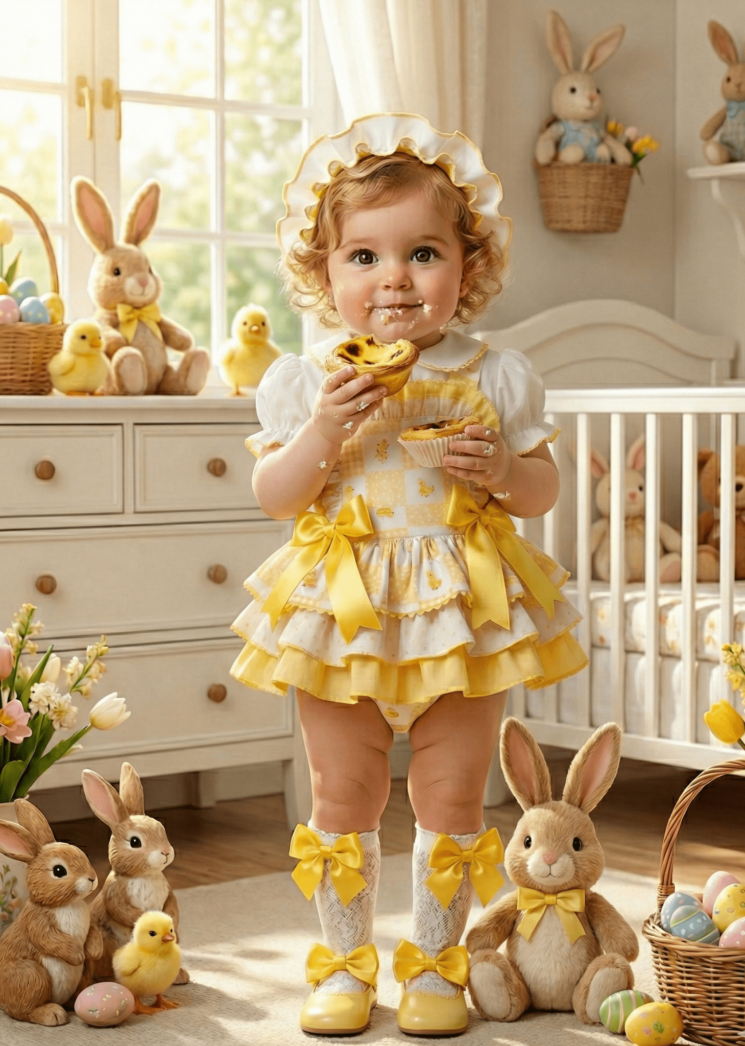 Sonata EASTER Made to Order - Baby Girls Yellow Chick Romper Set with Blouse