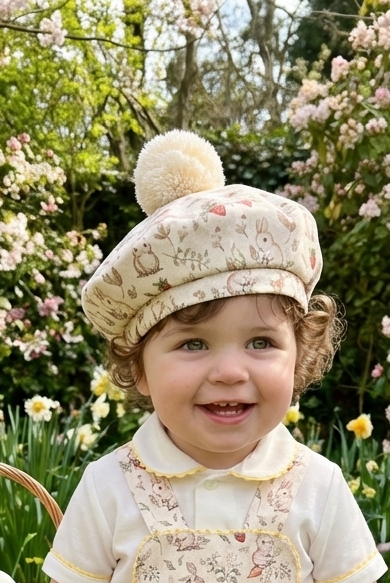 Sonata EASTER Made to Order - Bunny Print Pom Pom Beret Hat