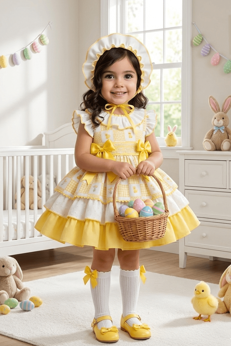 Sonata EASTER Made to Order - Girls Yellow Chick Puffball Dress