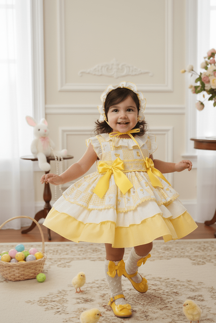 Sonata EASTER Made to Order - Girls Yellow Chick Puffball Dress