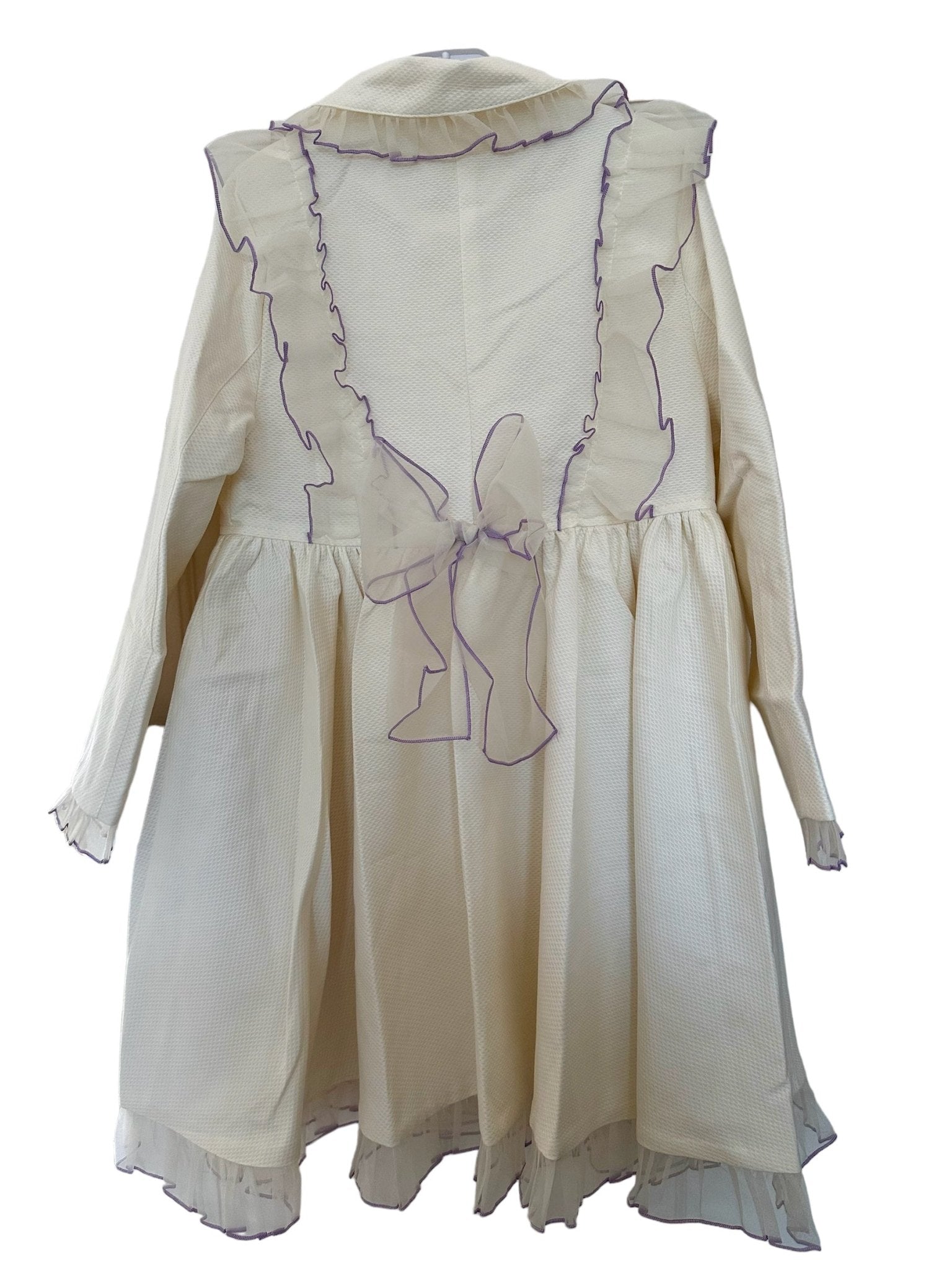 Sonata - Girls Cream and Lilac Tulle Pique Coat - Mariposa Children's Boutique