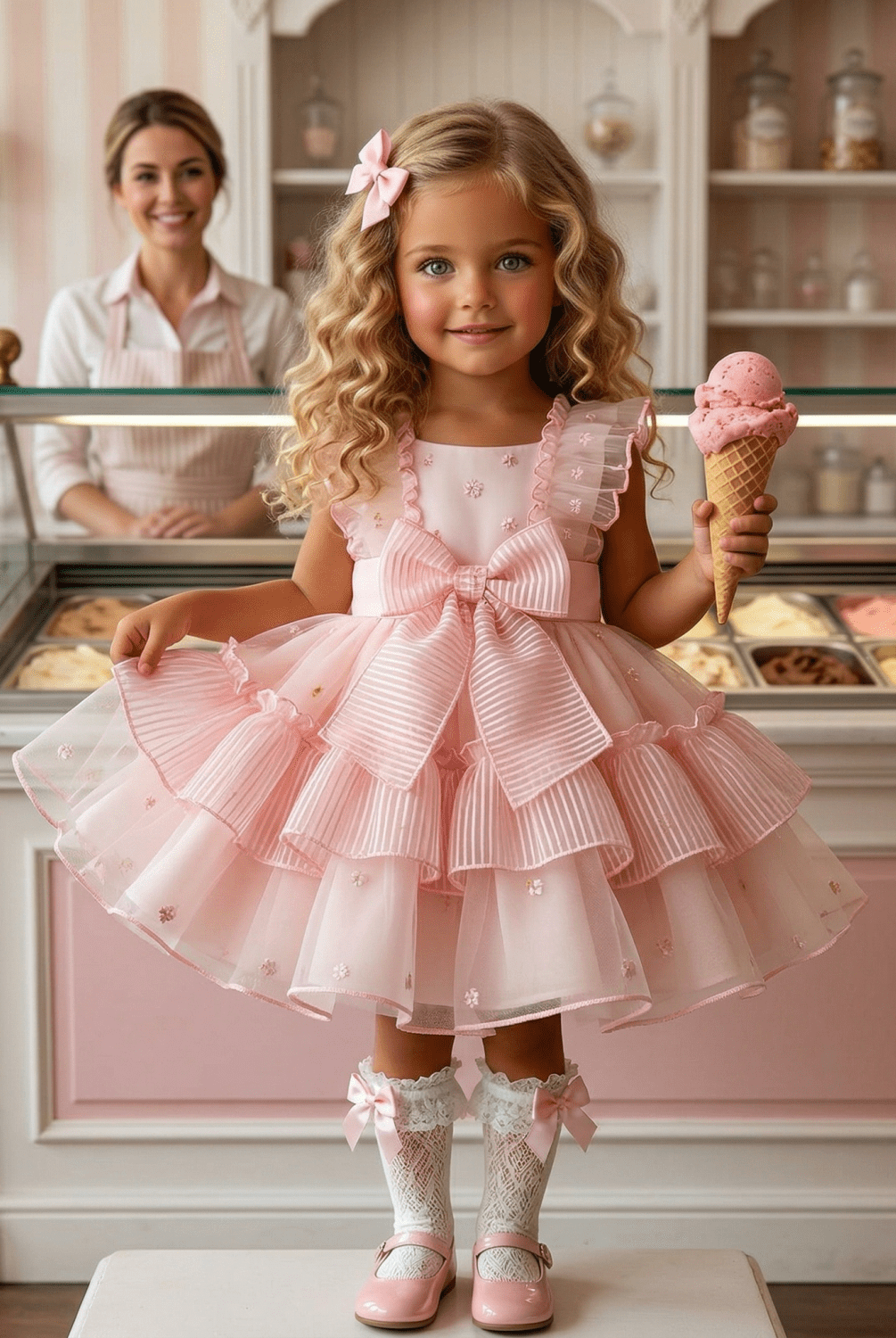 Sonata Girls Pink Gelato Puffball Dress | Made to Order SS26