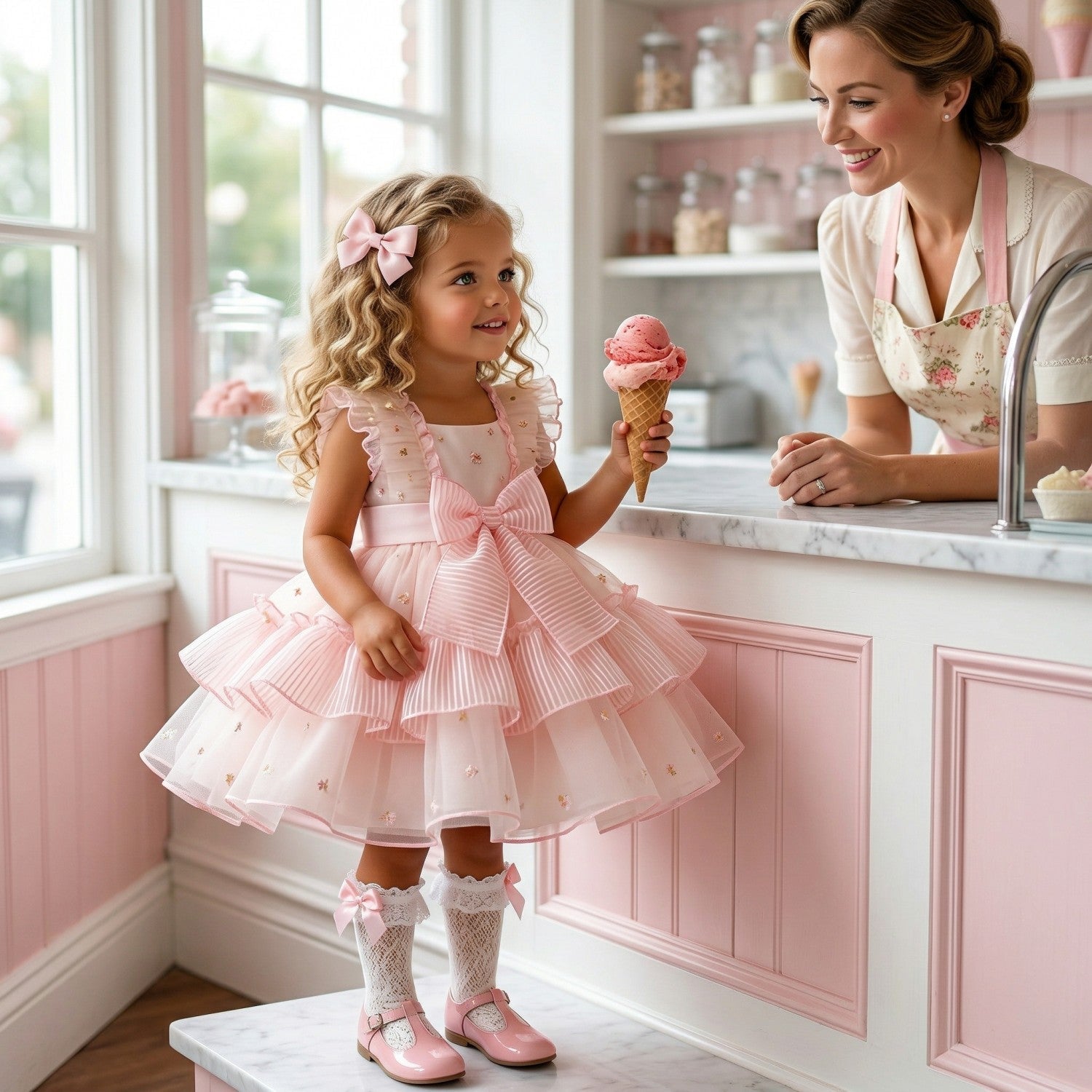 Sonata Girls Pink Gelato Puffball Dress | Made to Order SS26