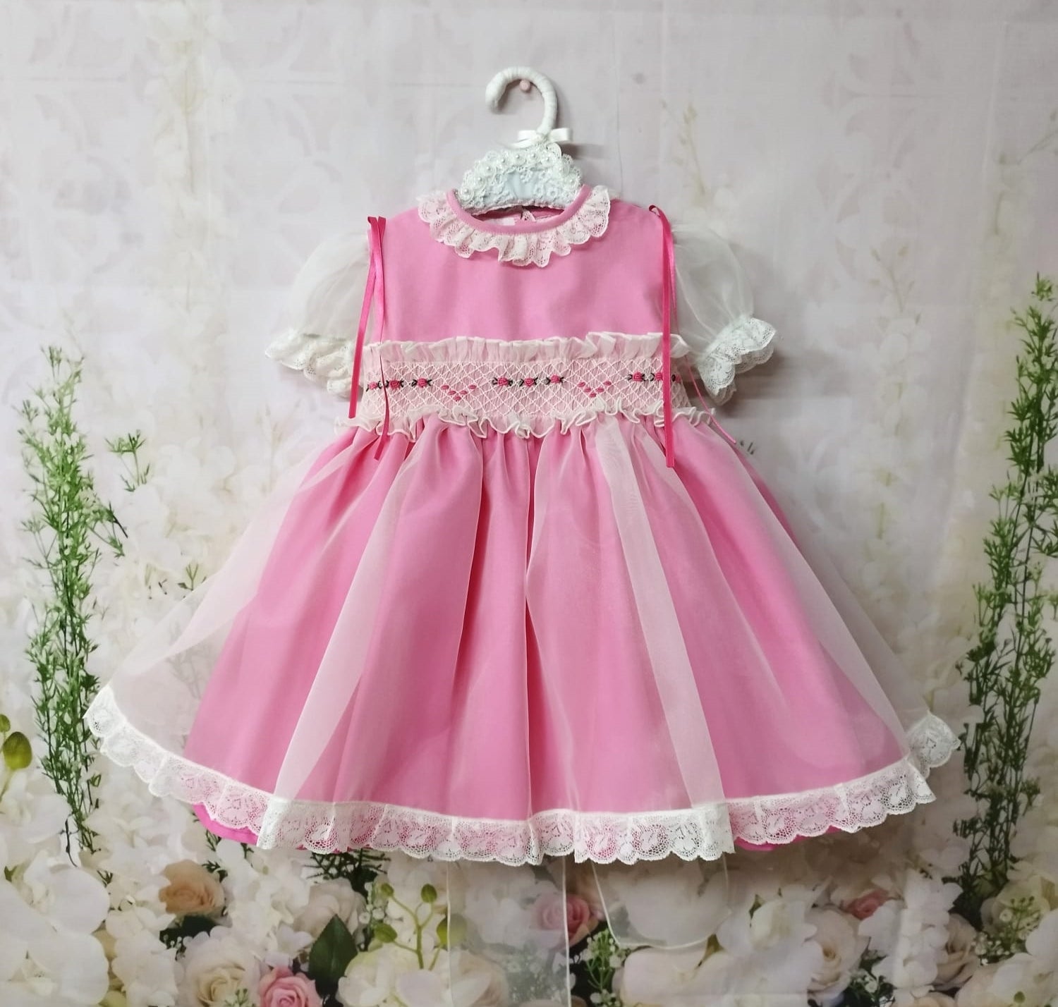 Sonata - Girls Smocked Dress Fuschia Pink - Mariposa Children's Boutique