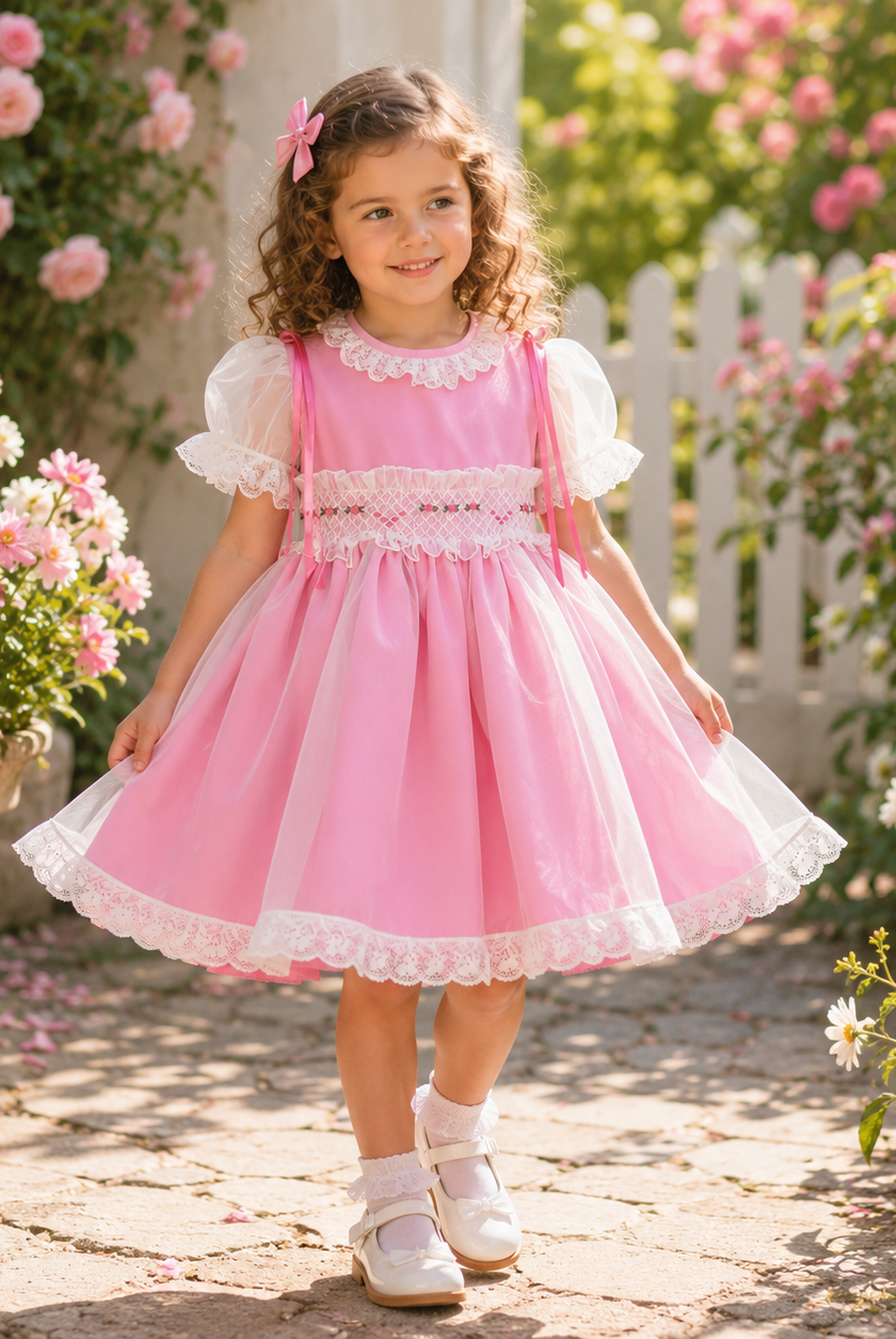 Sonata Girls Smocked Dress Fuschia Pink 9yr | Clearance Sale