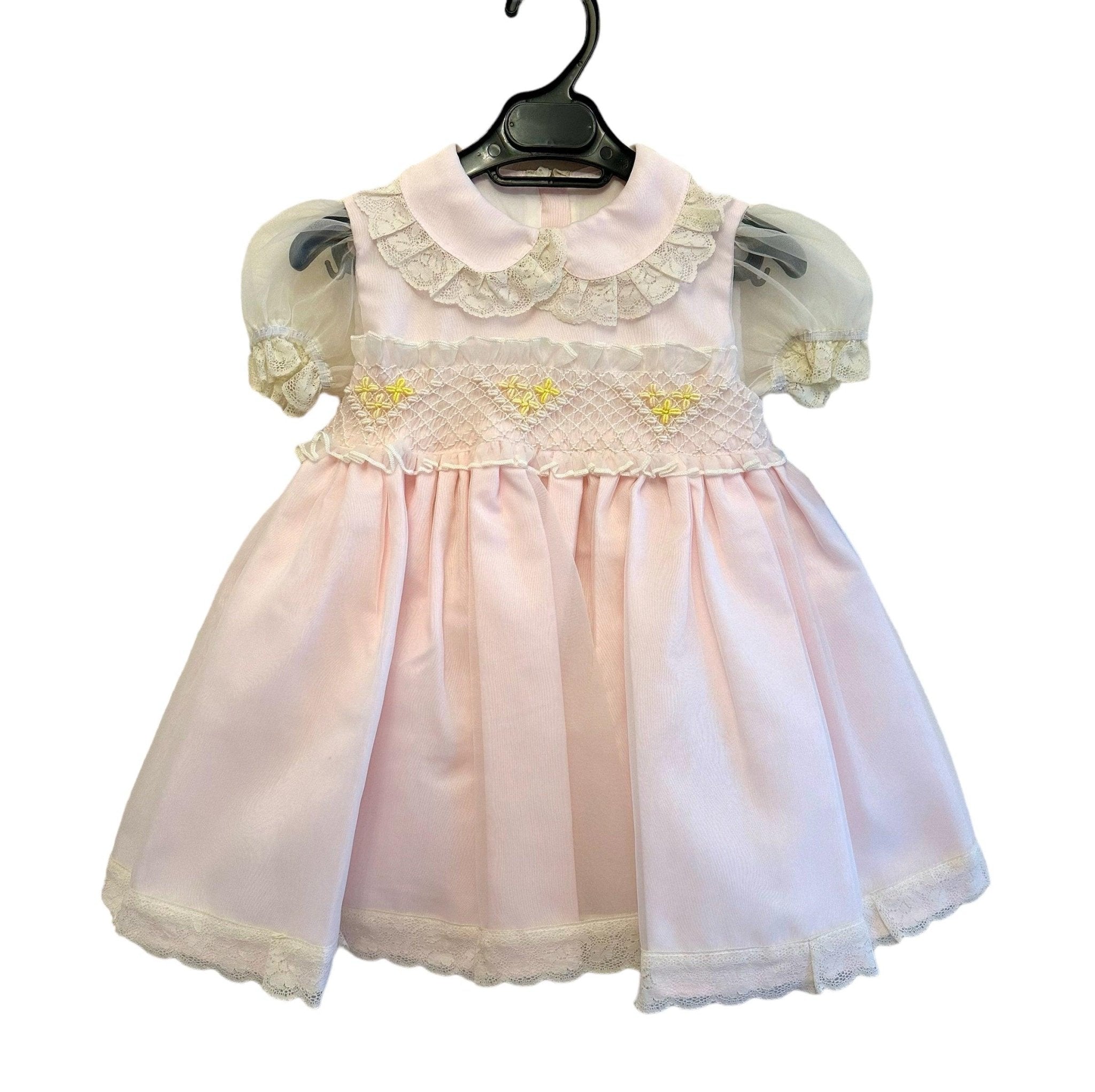 CLEARANCE SALE Sonata - Pink and Lemon Smocked Dress Mariposa Children's Boutique