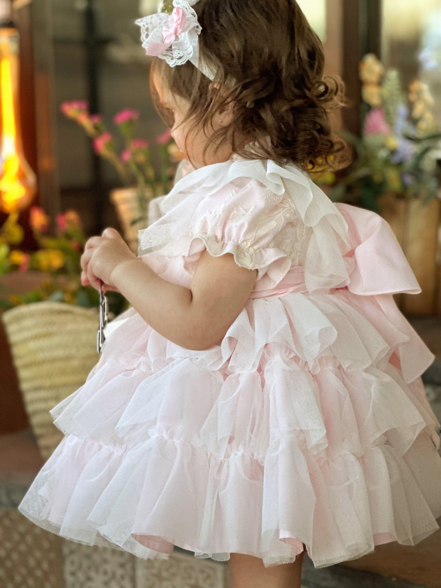 Sonata SS25 PRE - ORDER - Girls Soft Pink Layered Puffball Dress VE25 - 01 - Mariposa Children's Boutique