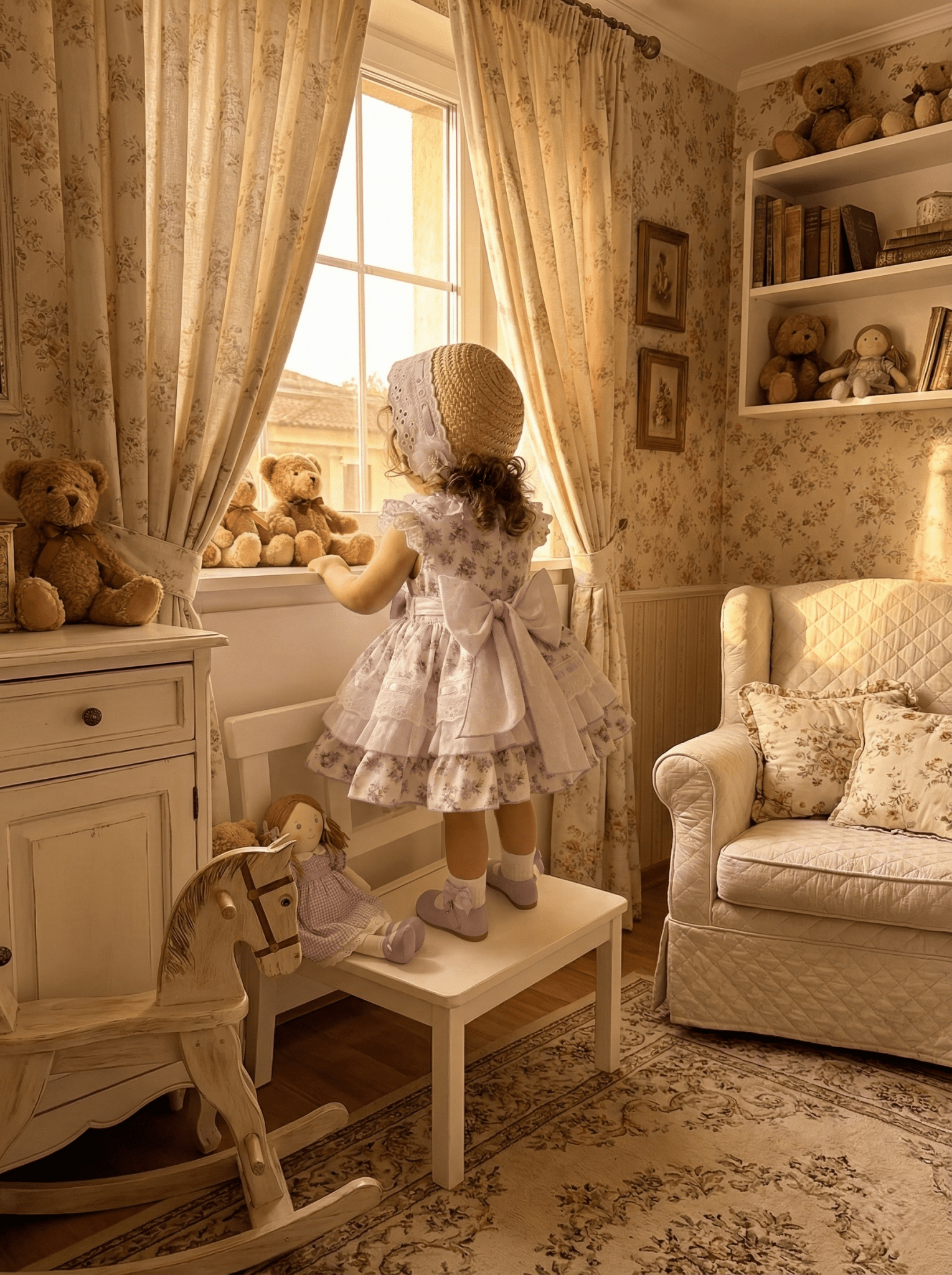 Sonata SS26 Made to Order - Girls Lavender Floral Print Puffball Dress