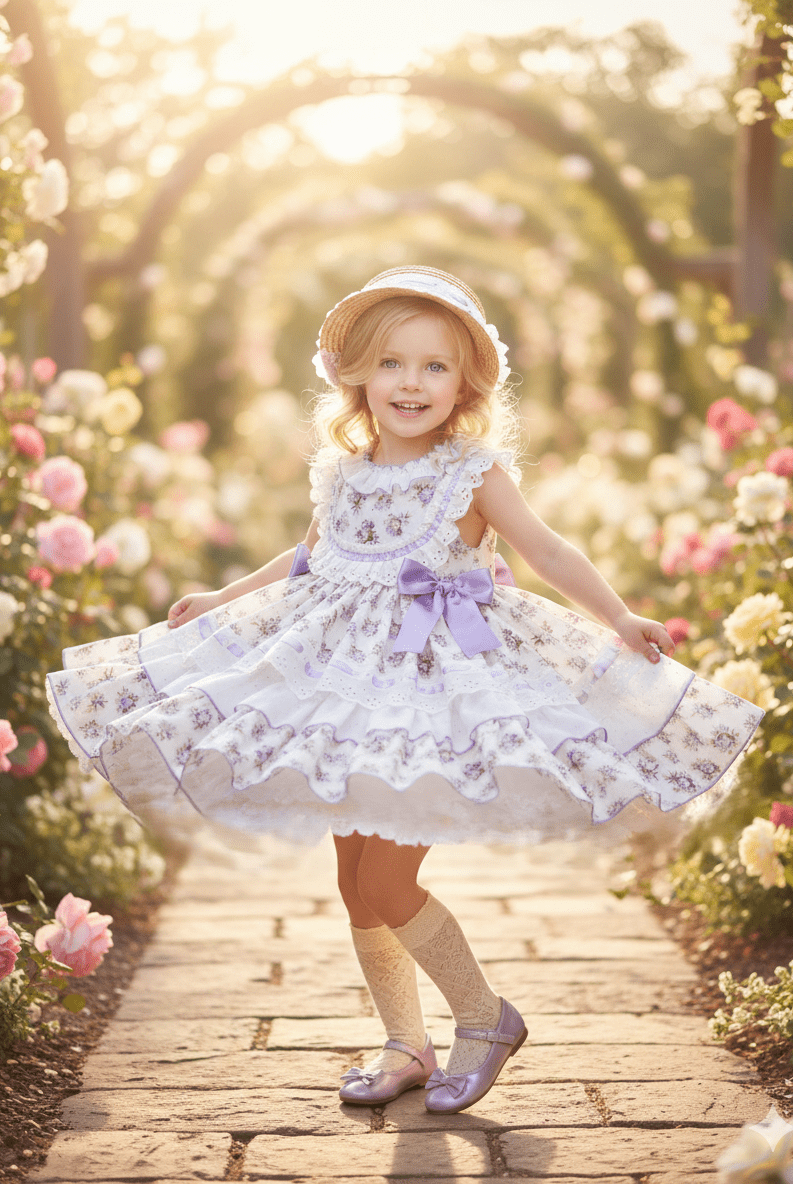 Sonata SS26 Made to Order - Girls Lavender Floral Print Puffball Dress