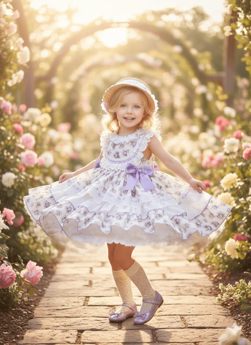 Sonata SS26 Made to Order - Girls Lavender Floral Print Puffball Dress