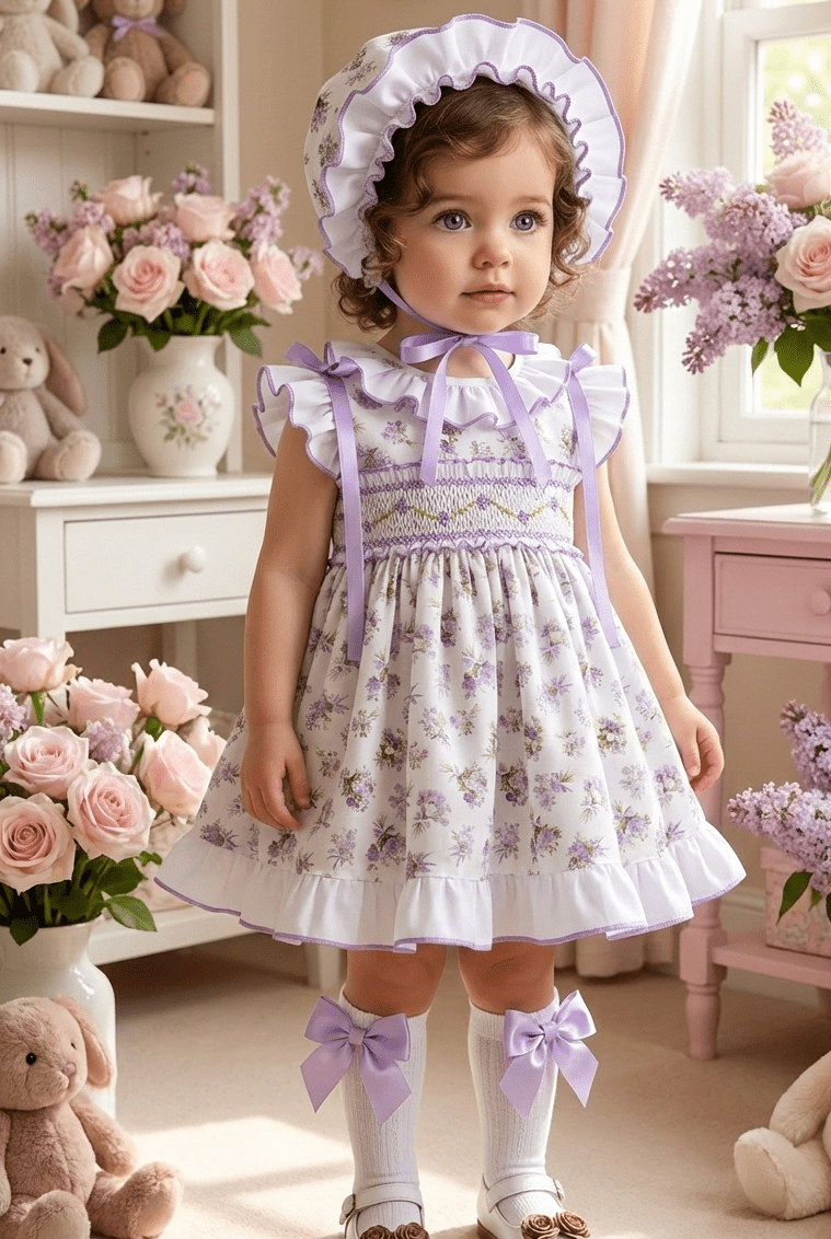 Sonata SS26 Made to Order - Girls Lavender Smocked Floral Print Dress