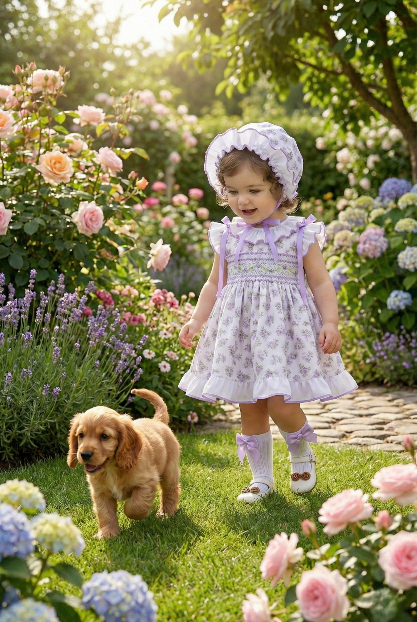 Sonata SS26 Made to Order - Girls Lavender Smocked Floral Print Dress