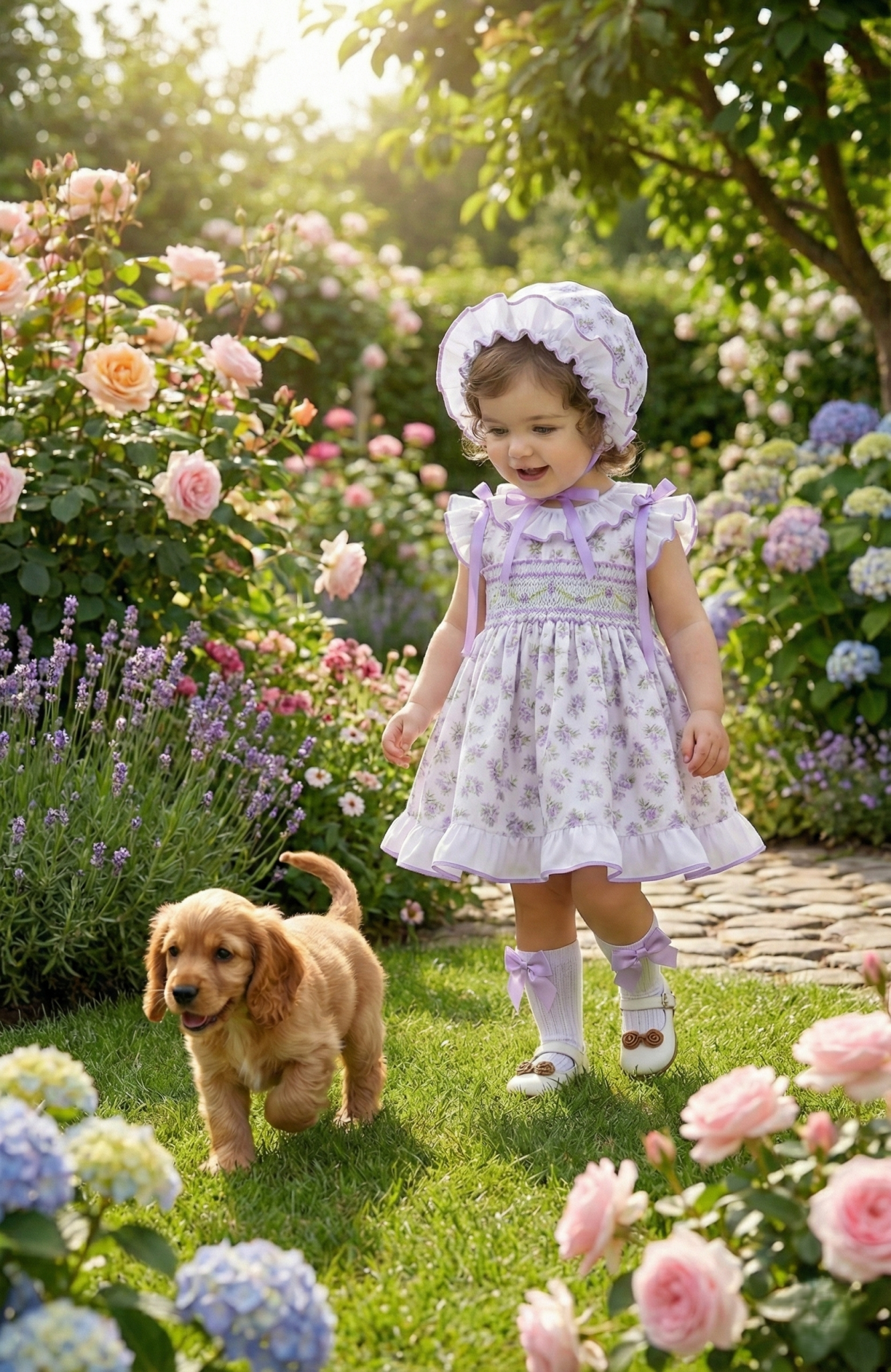 Sonata SS26 Made to Order - Girls Lavender Smocked Floral Print Dress