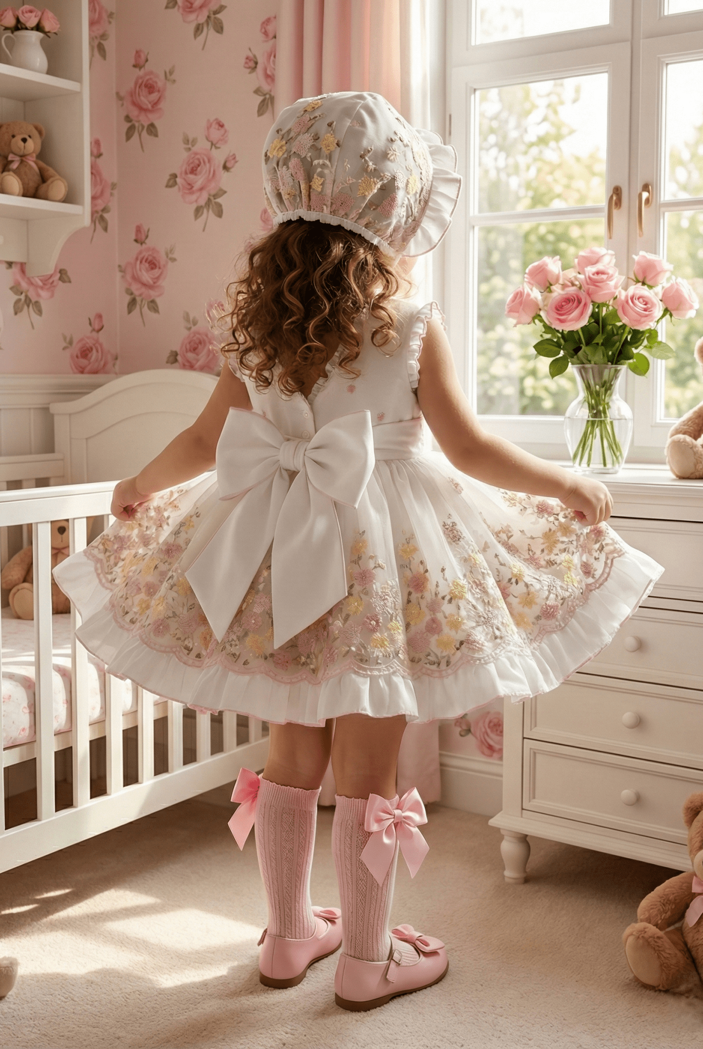 Sonata SS26 Made to Order - Girls White, Pink and Yellow Puffball Dress