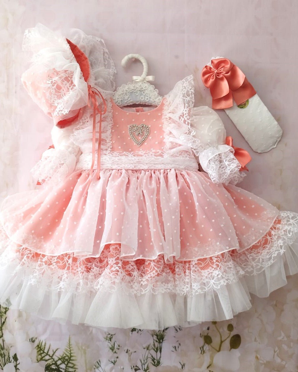 Sonata SS26 PRE - ORDER - Girls Orquidia Coral Puffball Dress VE21 - 29