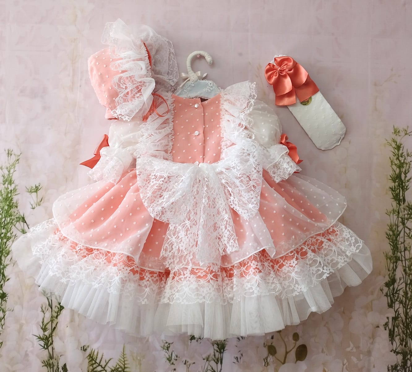 Sonata SS26 PRE - ORDER - Girls Orquidia Coral Puffball Dress VE21 - 29