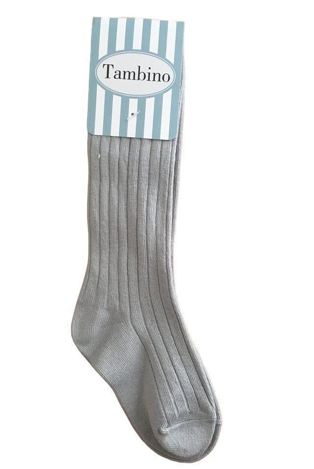 Tambino Ribbed Socks - Boys Light Grey Socks - Mariposa Children's Boutique