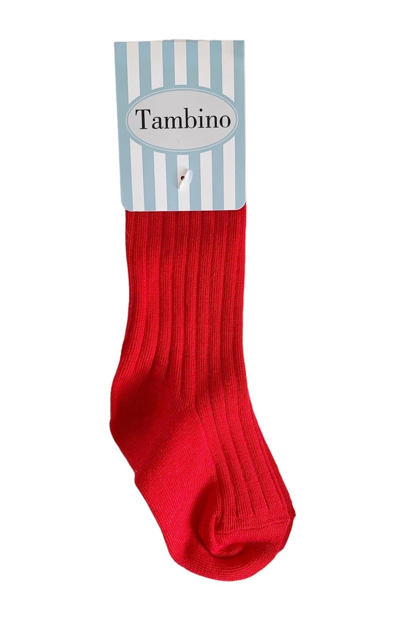 Tambino Socks - Boys Red Ribbed Knee High Socks - Mariposa Children's Boutique
