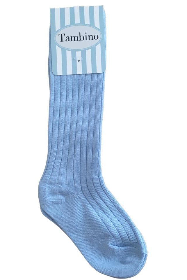 Tambino Socks - Boys Ribbed Knee High Blue Socks - Mariposa Children's Boutique