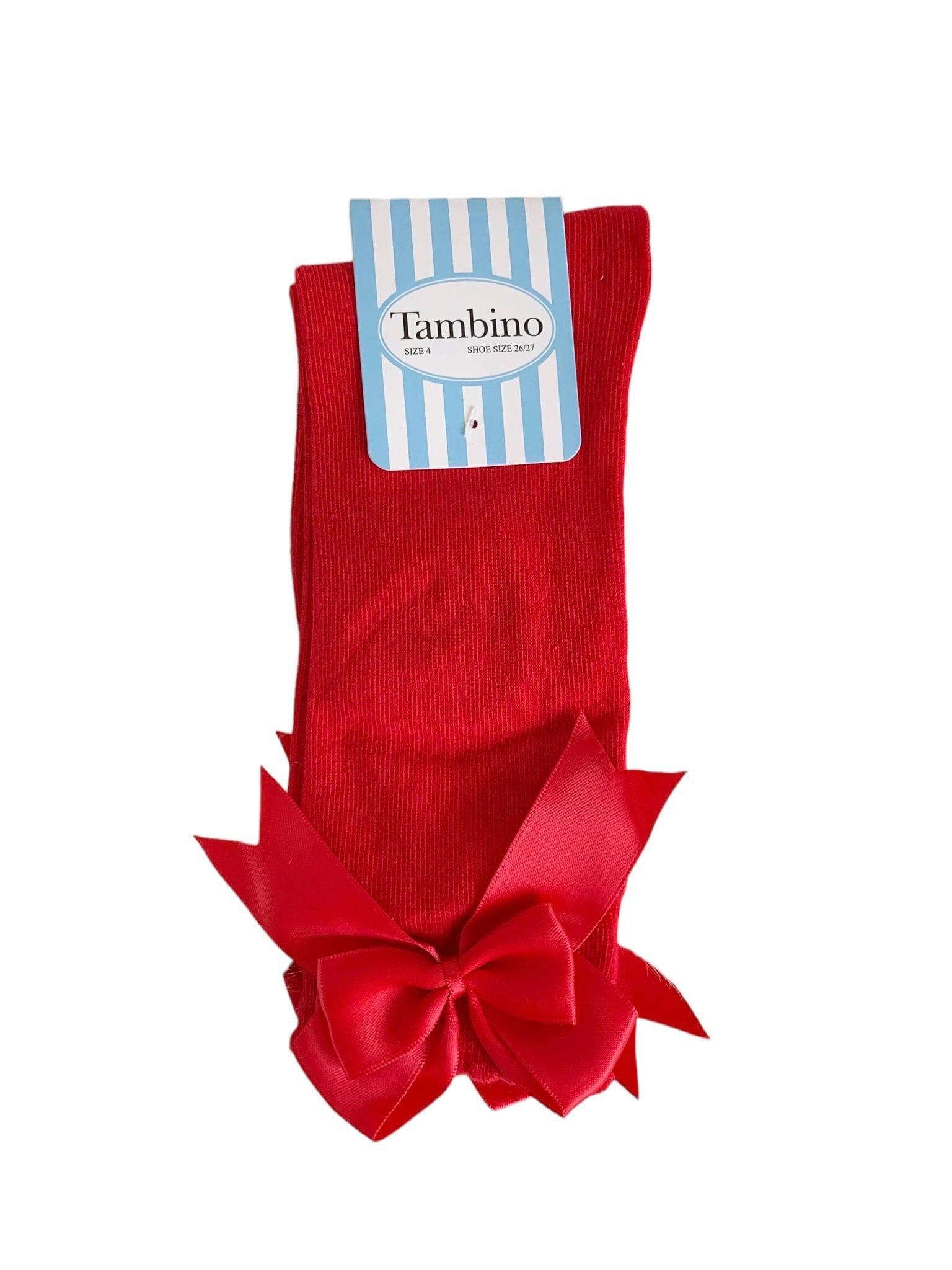 Tambino Socks - Girl's Red Knee High Bow Socks - Mariposa Children's Boutique