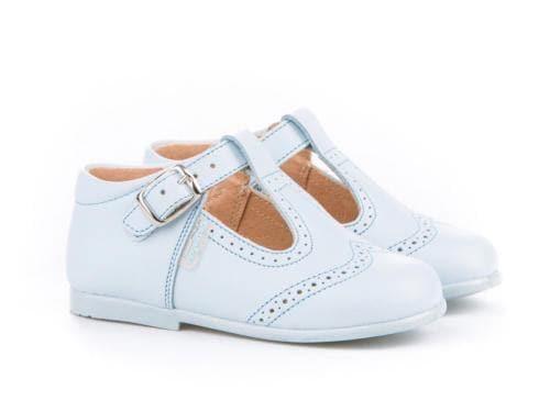 Angelitos Boys' Baby Blue Leather T - Bar Shoes | Handmade in Spain - Mariposa Children's Boutique