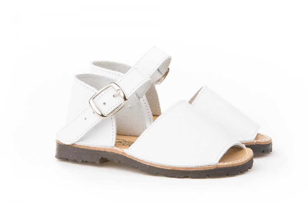 Angelitos SS22 - White Leather Sandals In-stock Now - Mariposa Children's Boutique