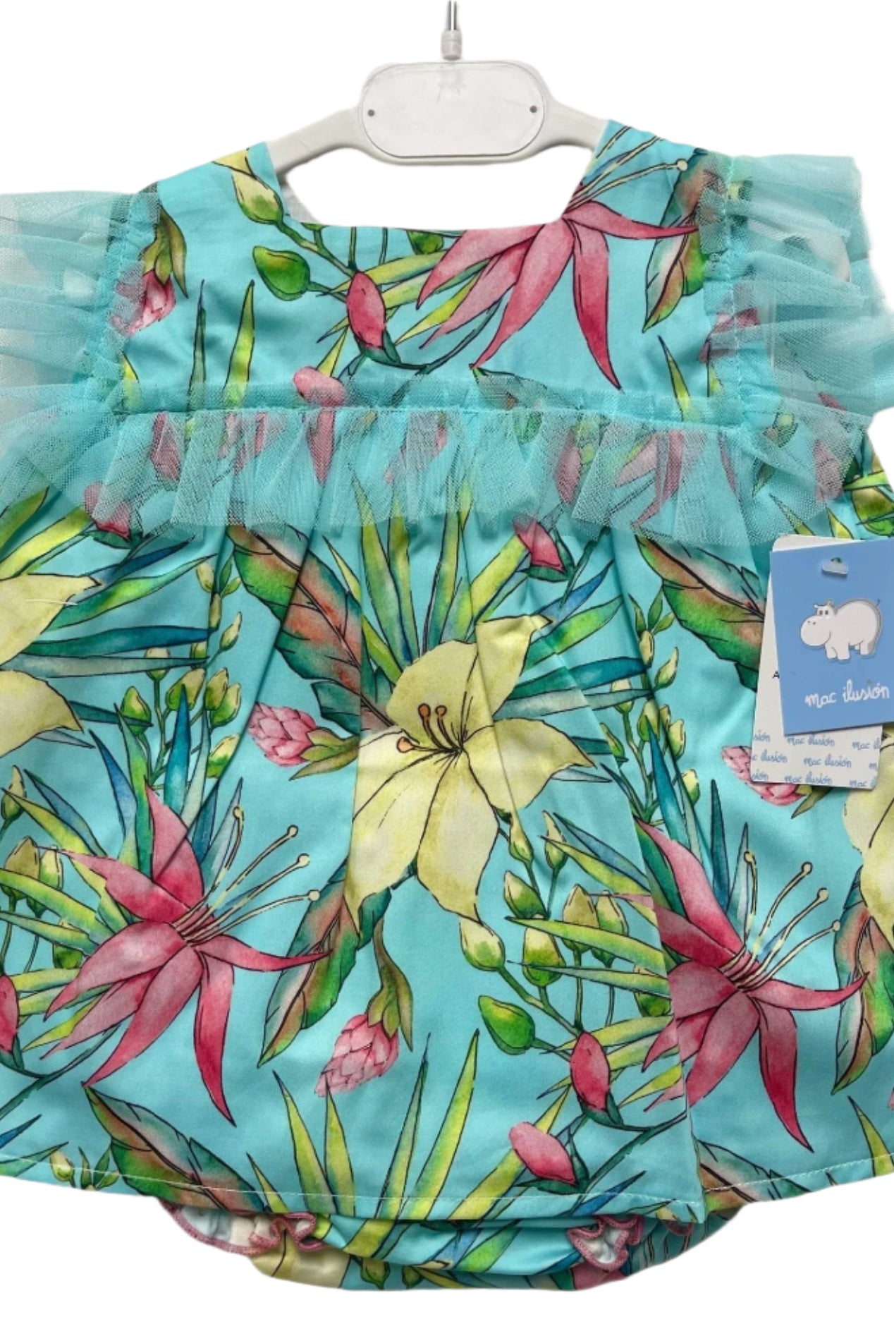 CLEARANCE DEAL - Mac Ilusion - Baby Girl's Turquoise Amazonia Print Top & Jam Pants Age 12m - Mariposa Children's Boutique