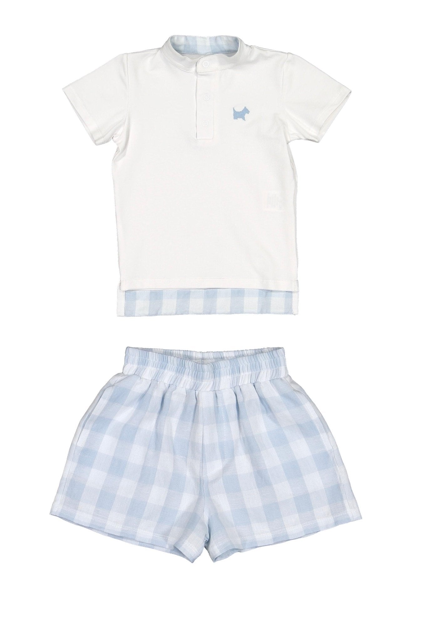 CLEARANCE DEAL - Sal & Pimenta - Boys Blue Buffalo Shorts & T-Shirt Set - Mariposa Children's Boutique