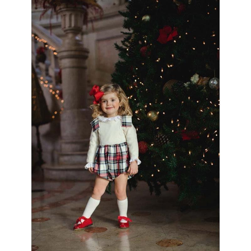 CLEARANCE DEAL - Sal & Pimenta - Cream and Tartan Print Romper - Mariposa Children's Boutique