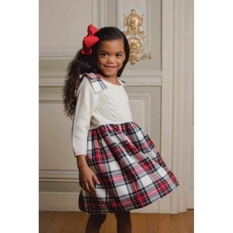CLEARANCE DEAL - Sal & Pimenta - Cream & Tartan Print Dress 8yr - Mariposa Children's Boutique