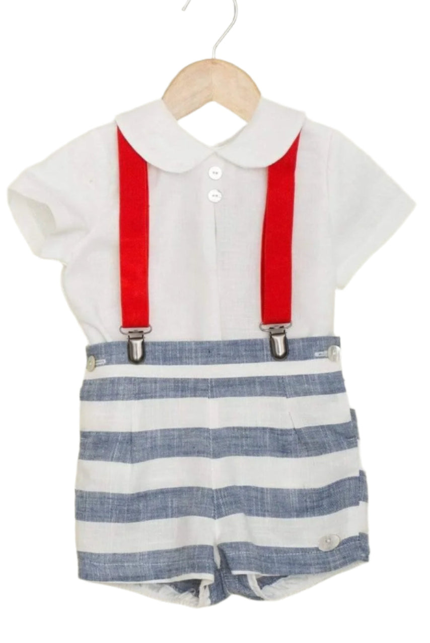 Basmarti - Baby Boys Stripe Shorts, Shirt & Braces Set