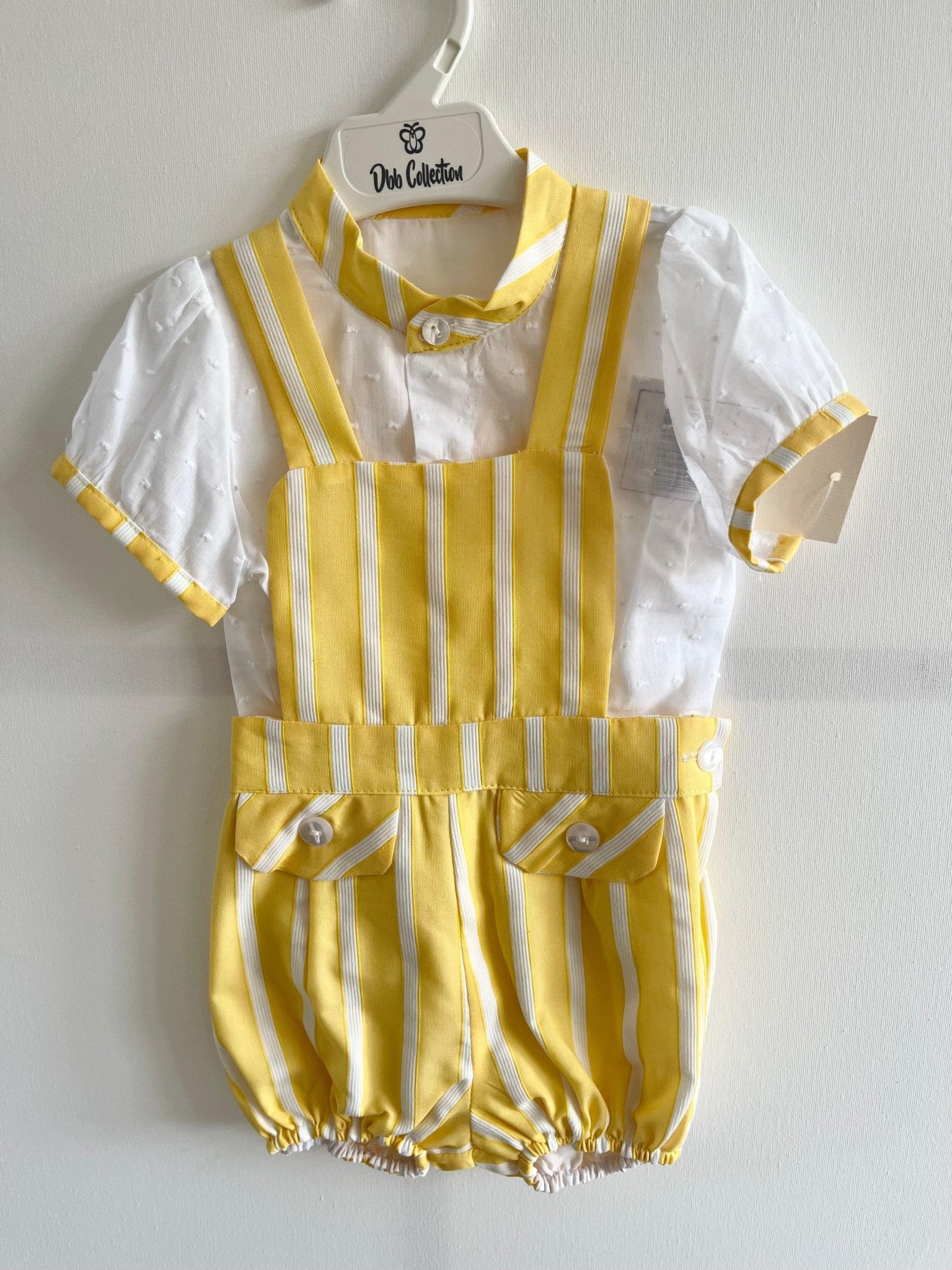 CLEARANCE SALE - DBB Collection - Boys Yellow & White Shorts & Shirt Set - Mariposa Children's Boutique