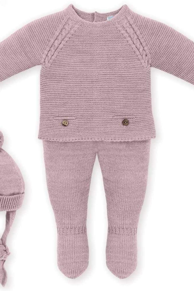 CLEARANCE SALE - Mac Ilusion - Three Piece Knitted Suit PINK, BLUE & WHITE - Mariposa Children's Boutique