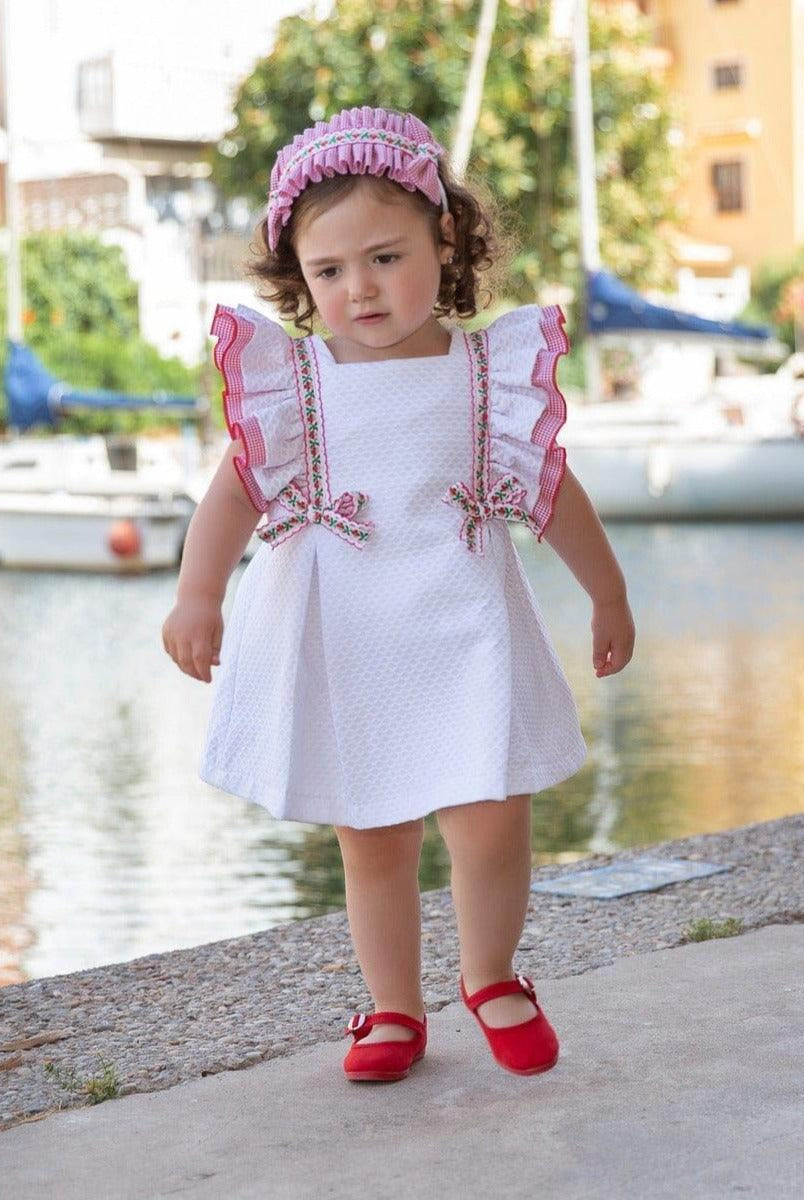 CLEARANCE SALE - Meraki Bambini - Girls Vintage White & Floral Detail Dress - Mariposa Children's Boutique