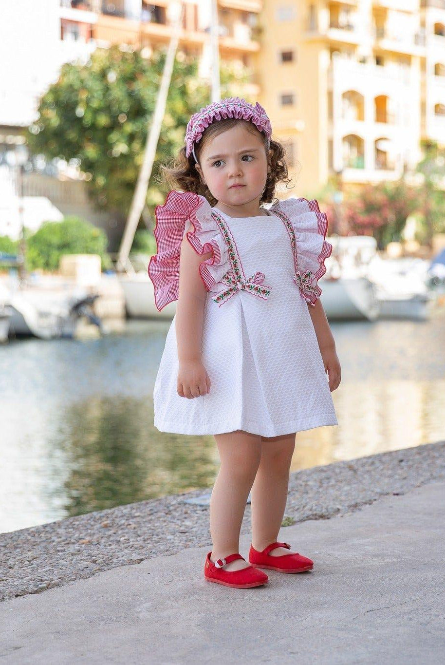 CLEARANCE SALE - Meraki Bambini - Girls Vintage White & Floral Detail Dress - Mariposa Children's Boutique