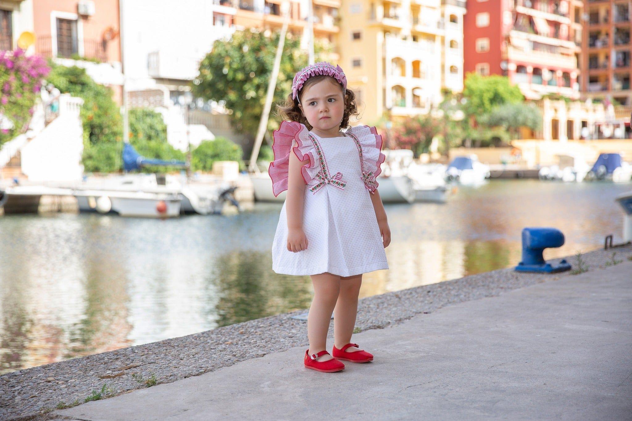 CLEARANCE SALE - Meraki Bambini - Girls Vintage White & Floral Detail Dress - Mariposa Children's Boutique