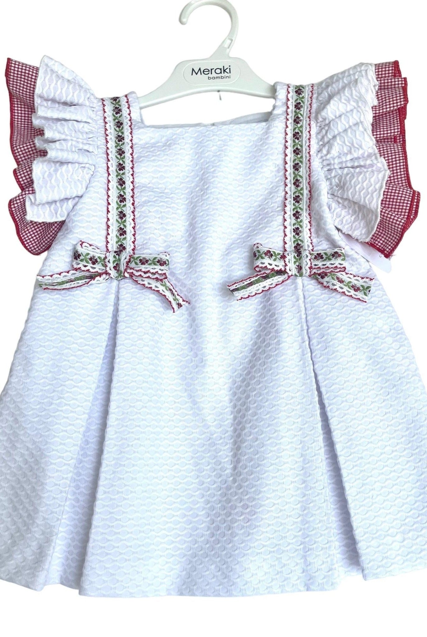 CLEARANCE SALE - Meraki Bambini - Girls Vintage White & Floral Detail Dress - Mariposa Children's Boutique