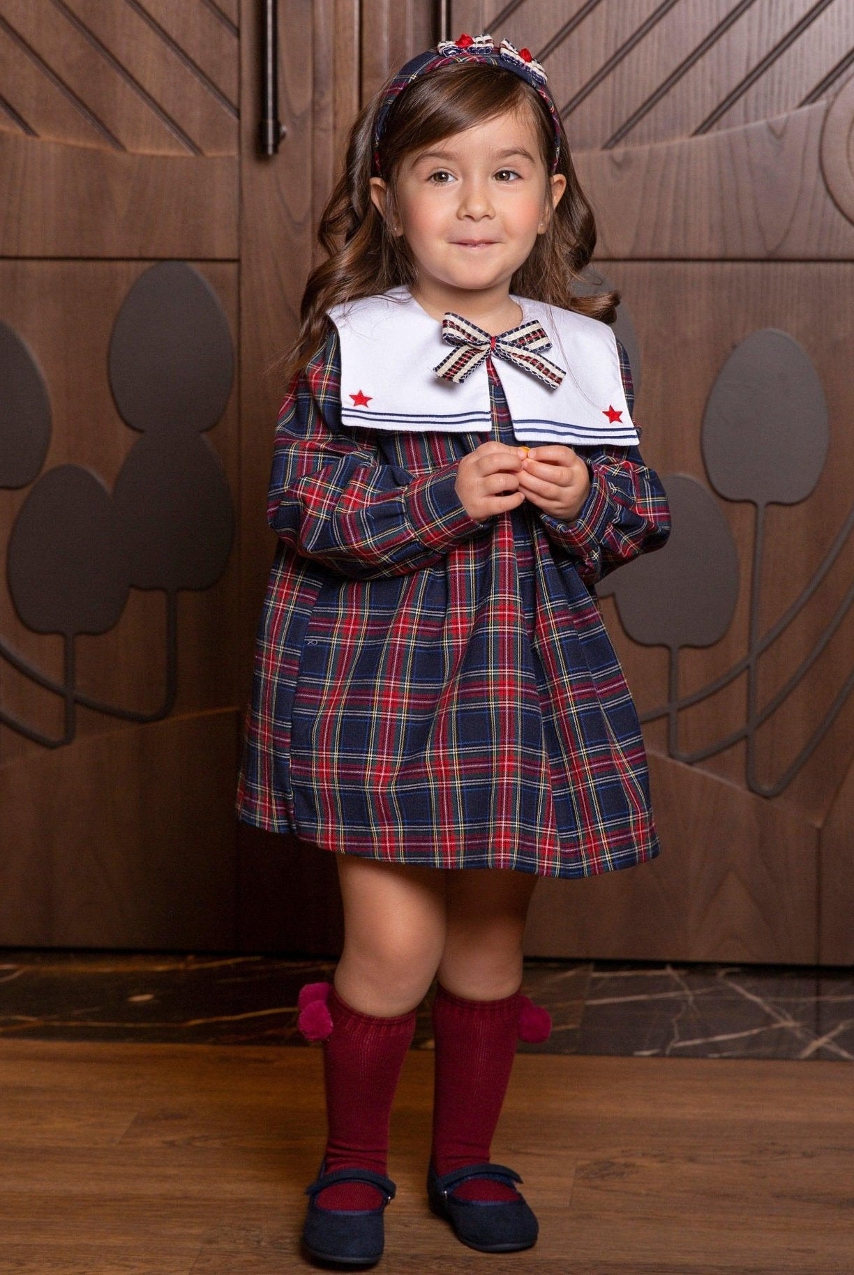 CLEARANCE SALE - Meraki Bambini - Navy Tartan Dress - Mariposa Children's Boutique
