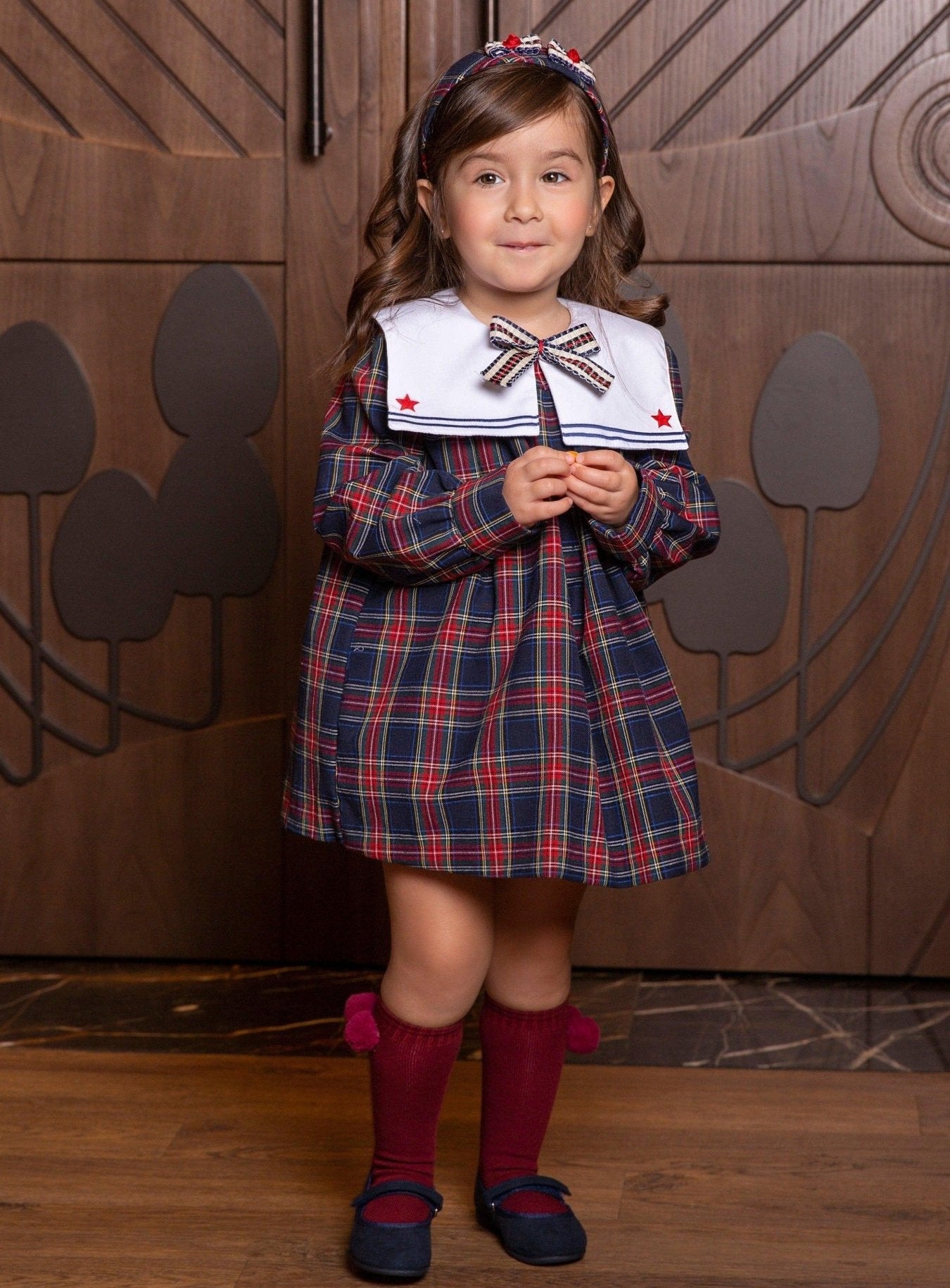CLEARANCE SALE - Meraki Bambini - Navy Tartan Dress - Mariposa Children's Boutique