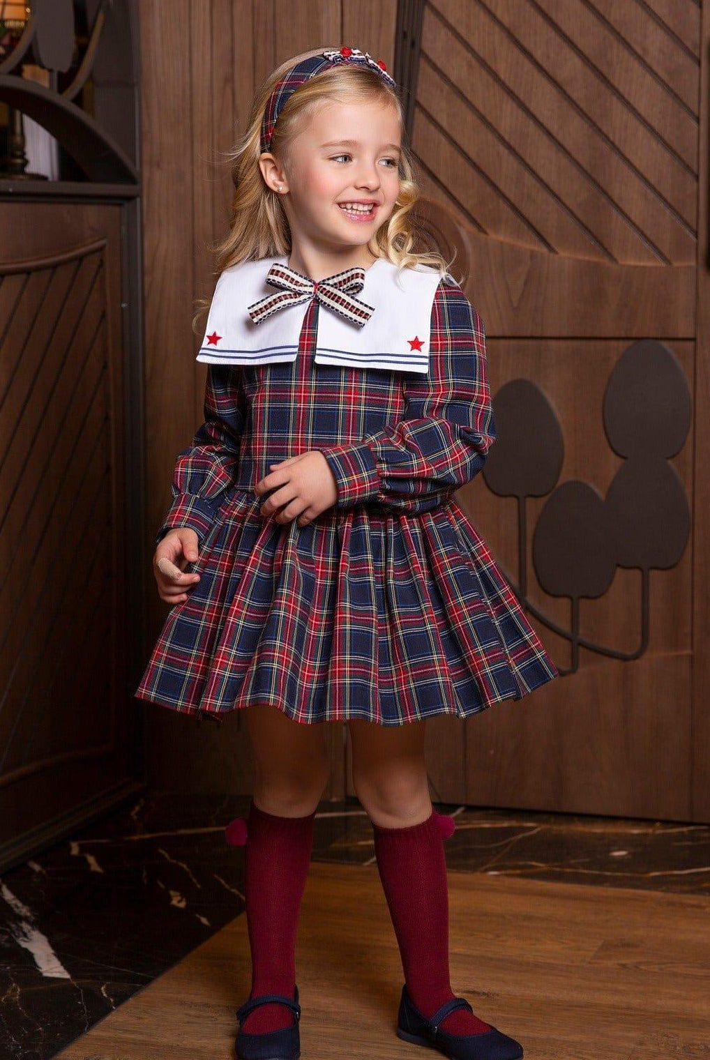CLEARANCE SALE - Meraki Bambini - Navy Tartan Dress - Mariposa Children's Boutique