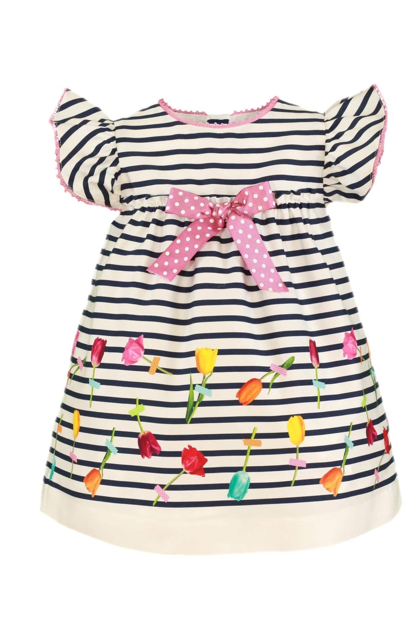 CLEARANCE SALE - Miranda - Baby Girls Navy & White Stripe Dress 153V - Mariposa Children's Boutique