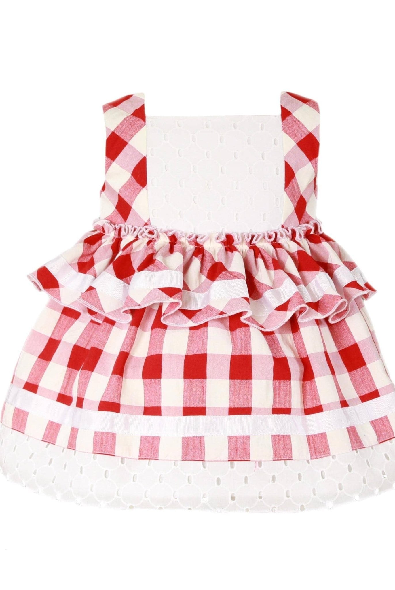 CLEARANCE SALE Miranda - Baby Girls Red Check Dress 516V 12m - Mariposa Children's Boutique