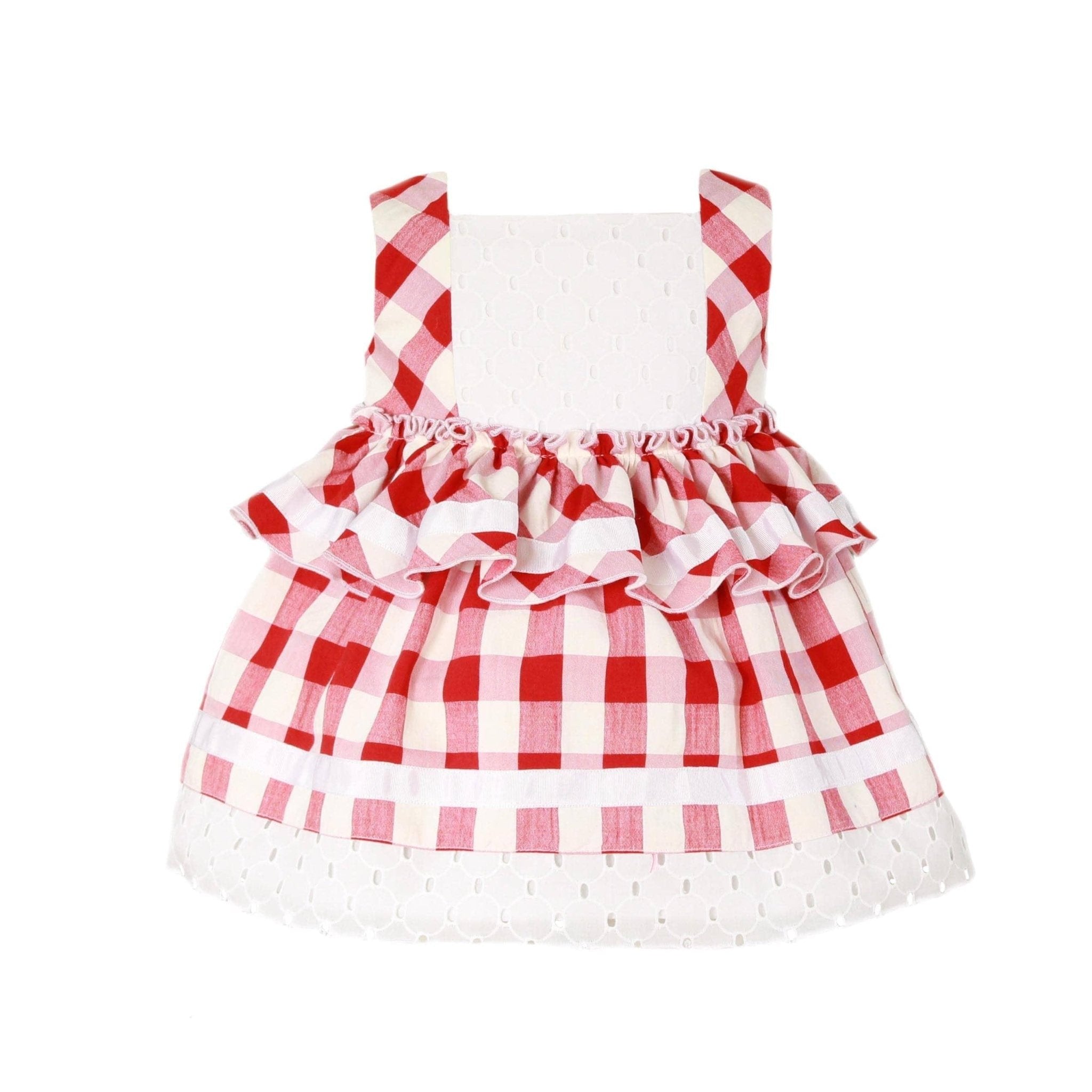 CLEARANCE SALE Miranda - Baby Girls Red Check Dress 516V 12m - Mariposa Children's Boutique