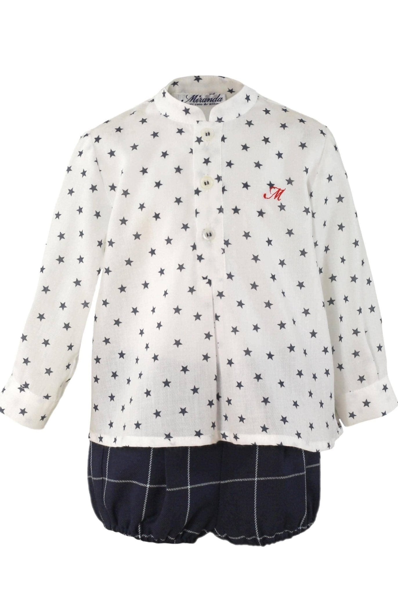 CLEARANCE SALE Miranda - Boys Navy Check Shorts Set - Mariposa Children's Boutique