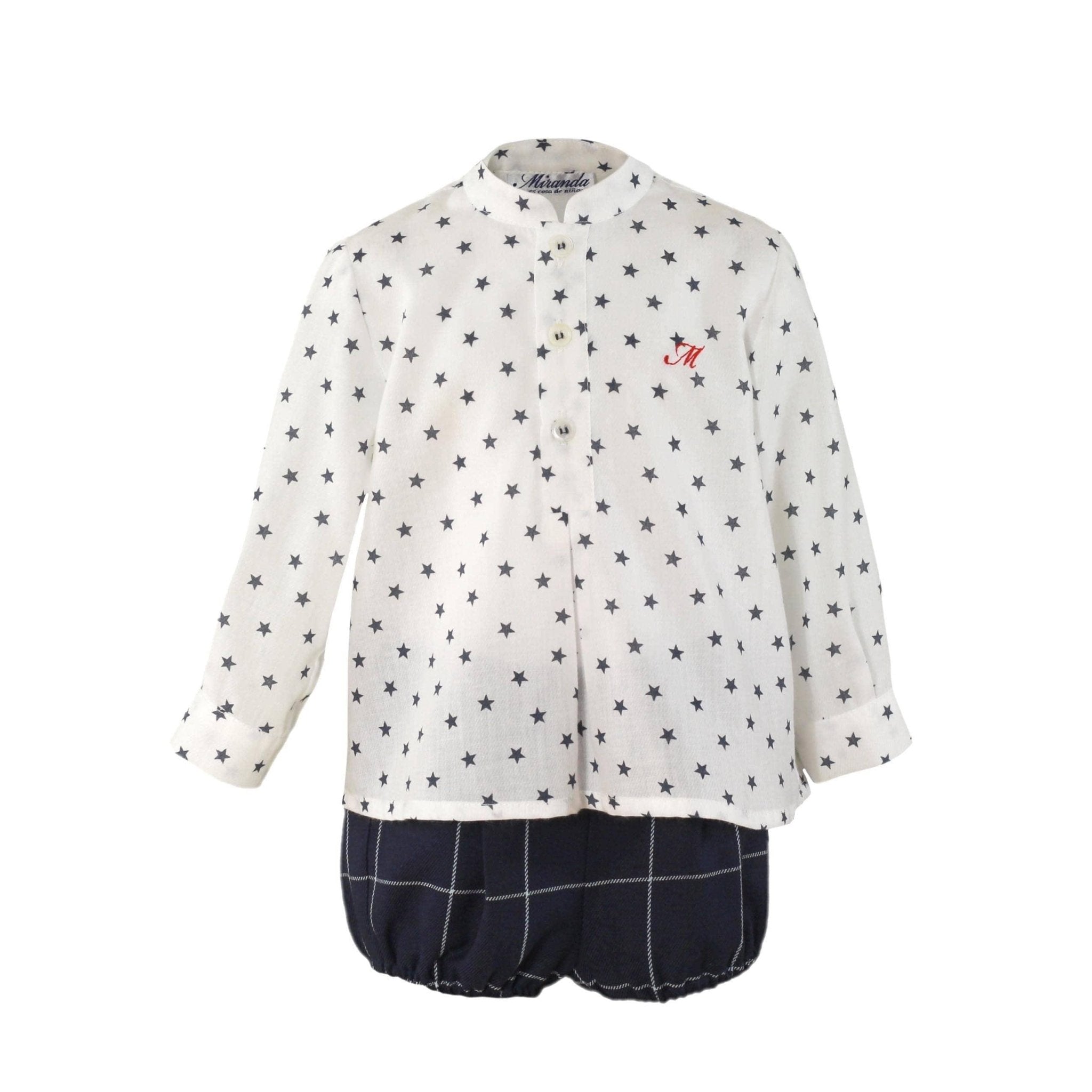 CLEARANCE SALE Miranda - Boys Navy Check Shorts Set - Mariposa Children's Boutique