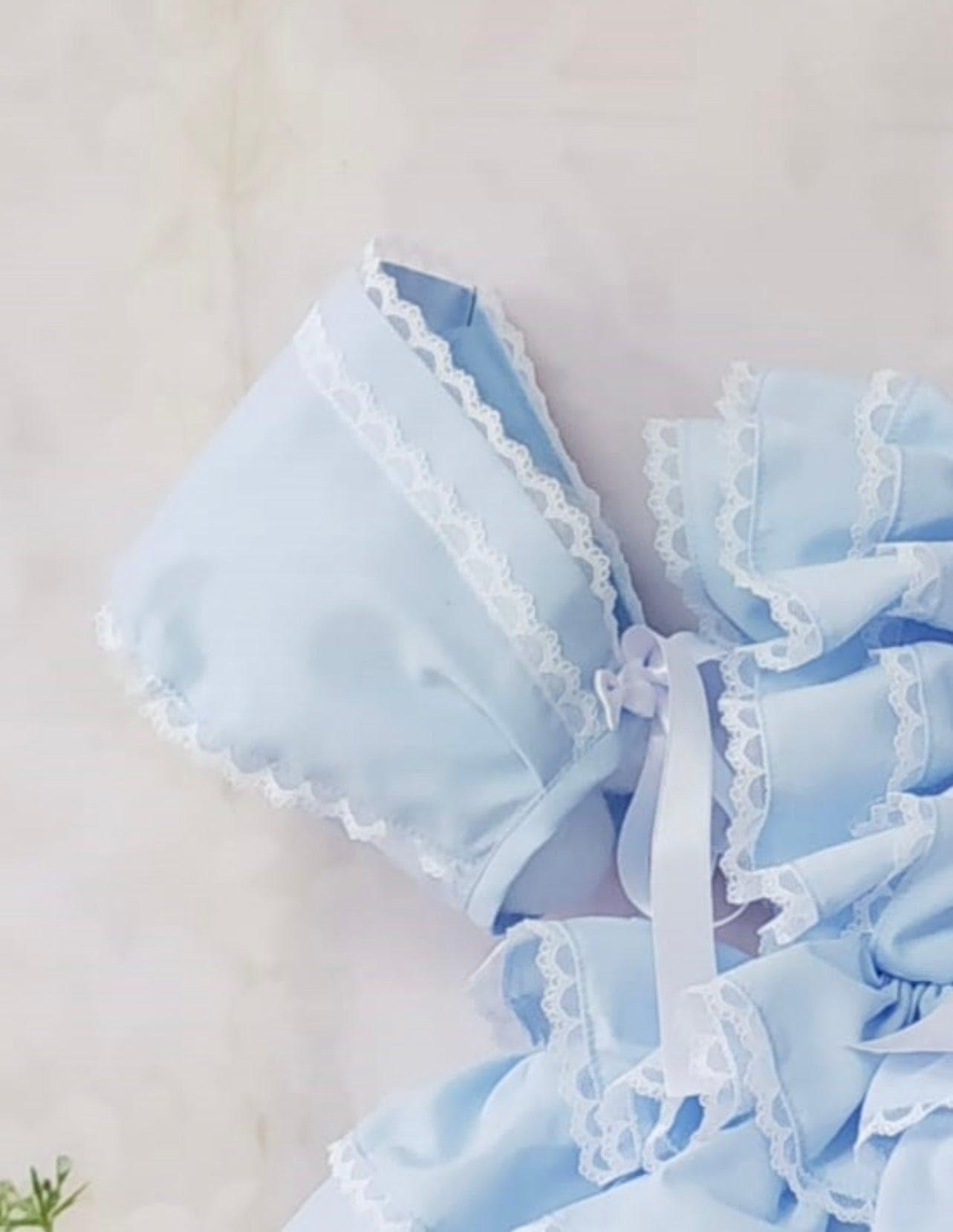 CLEARANCE SALE Sonata - Baby Girls Baby Blue Ruffle Dress Age 12m - Mariposa Children's Boutique