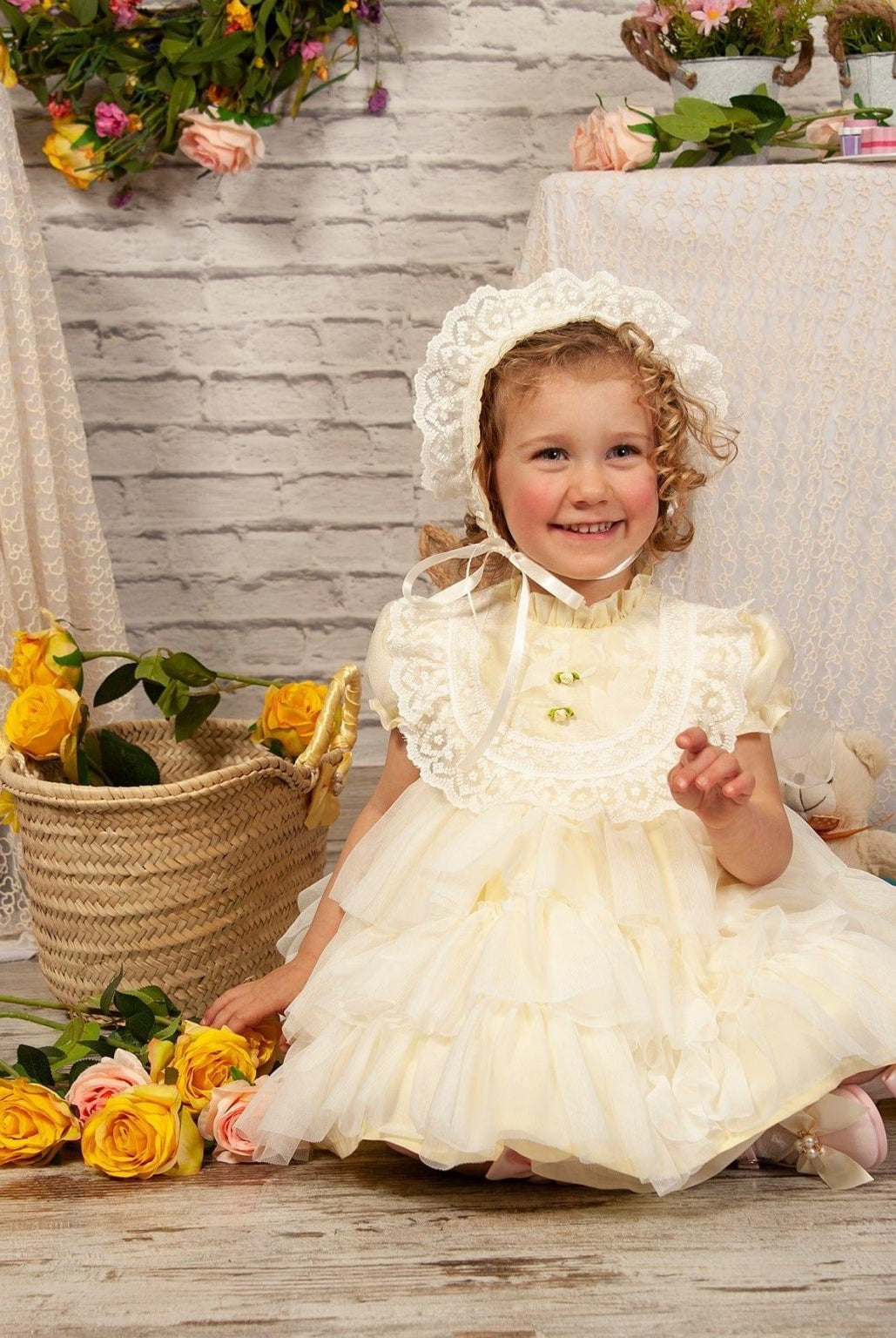 CLEARANCE SALE Sonata IN - STOCK - Girls Lemon Florecilla Ruffle Dress 8yr - Mariposa Children's Boutique