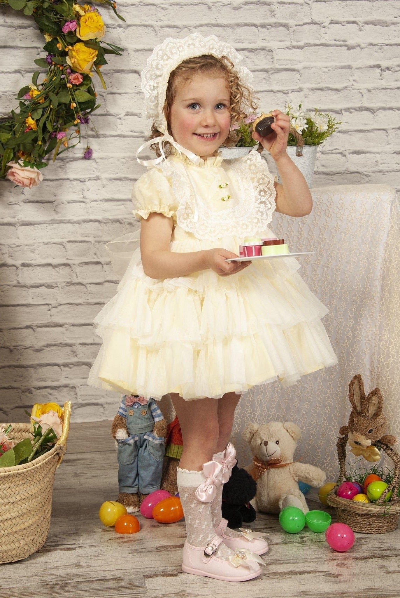 CLEARANCE SALE Sonata IN - STOCK - Girls Lemon Florecilla Ruffle Dress 8yr - Mariposa Children's Boutique