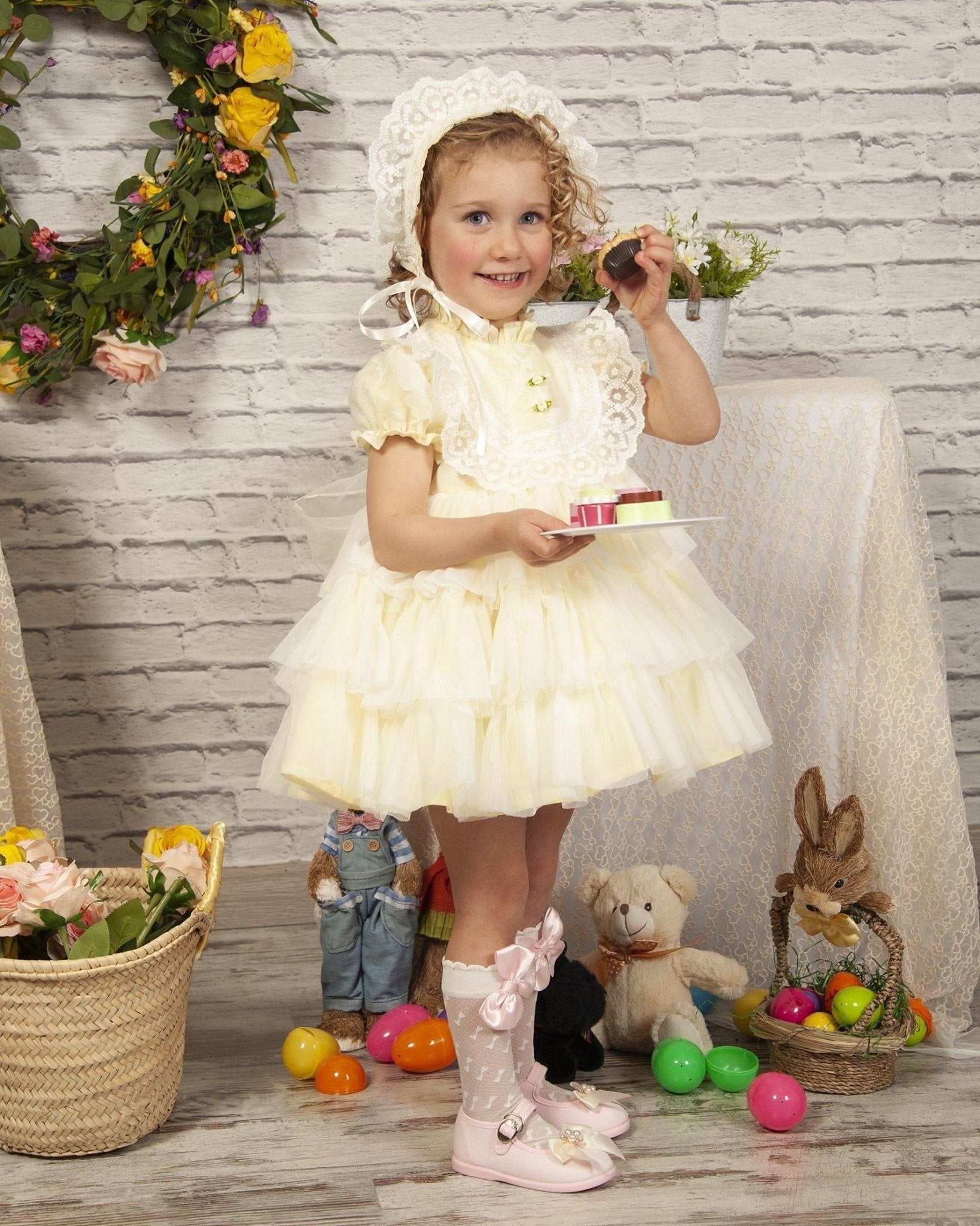CLEARANCE SALE Sonata IN - STOCK - Girls Lemon Florecilla Ruffle Dress 8yr - Mariposa Children's Boutique